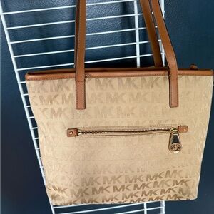 Michael Kors Beige and Brown Logo Tote